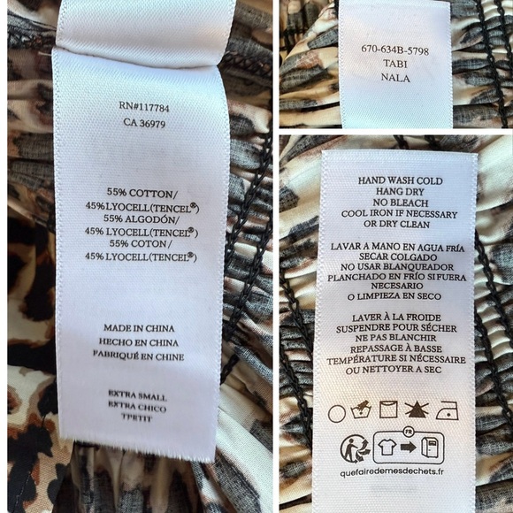 NWOT Rails Tabi Print Smocked Peplum Top Color Nala Size XS - Picture 16 of 16